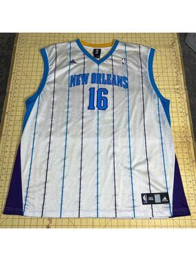Adidas NBA New Orleans Hornets Stojakovic Jersey 16 Authentic 3XL White Striped